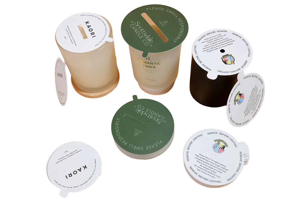 Premium custom candle labels and home fragrance stickers on straight-sided jars