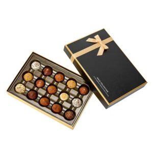 Black and Gold Ribbon Box for Chocolate Truffles