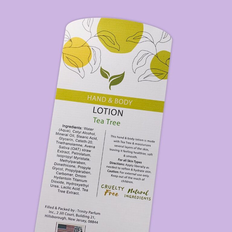 Botanical Textured Paper Label for Tea Tree Lotion