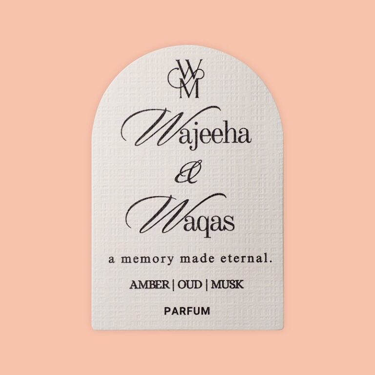 Die-Cut Arched Linen Paper Label for Parfum