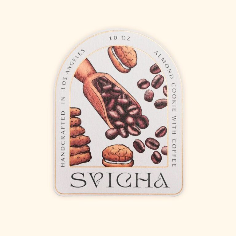 Die-Cut Illustrated Paper Label for Coffee