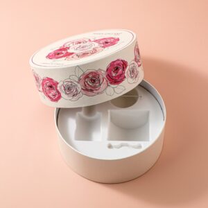 Floral Rigid Round Gift Box for Skincare Sets