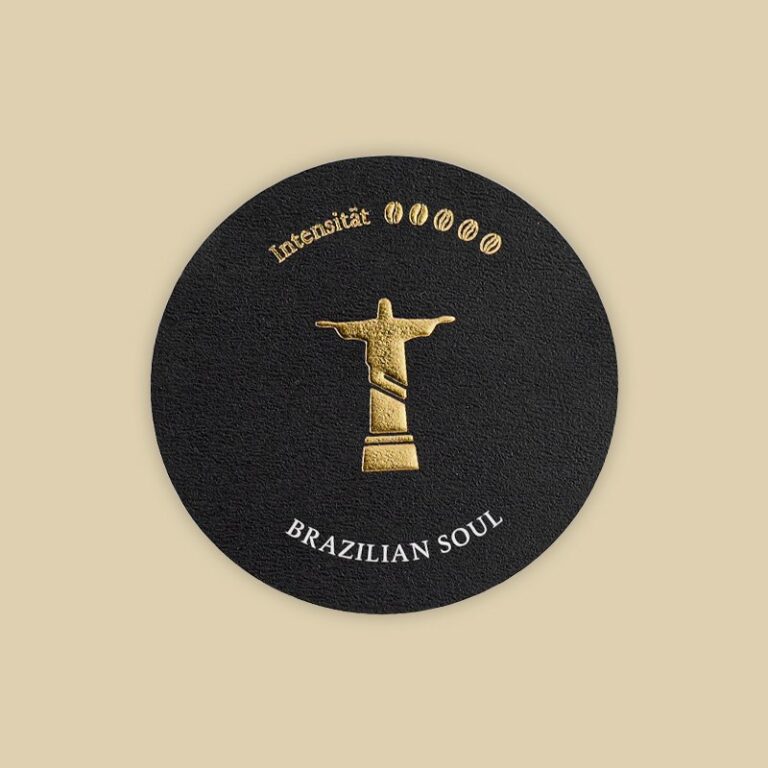 Gold Foil Black Coffee Coaster Label for Beverage