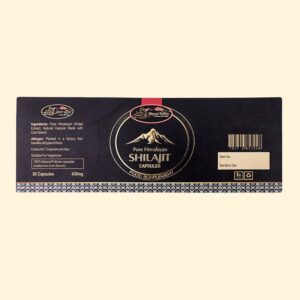 Gold Foil Matte Black Paper Supplement Label