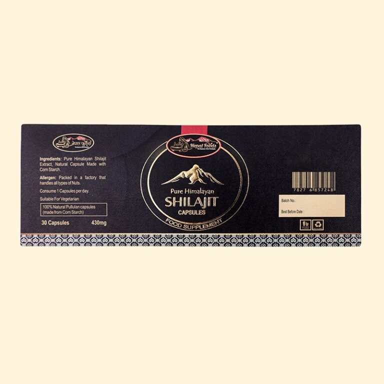 Gold Foil Matte Black Paper Supplement Label