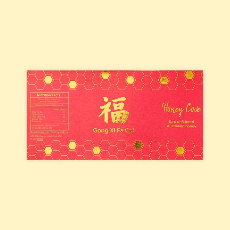 Gold Foil Red Coated Paper Honey Label for Jars