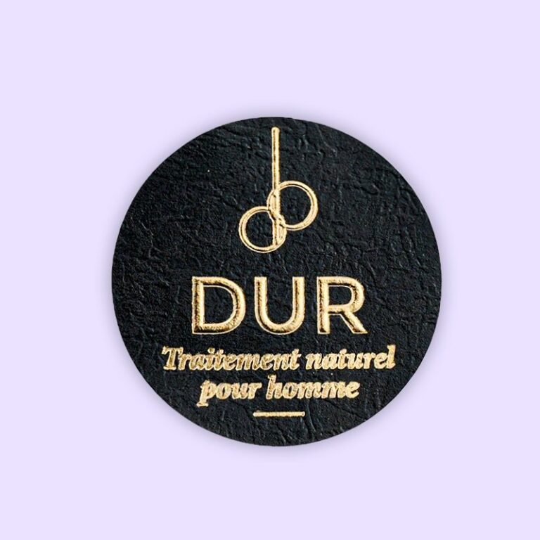 Gold Foil Textured Paper Round Label for Grooming