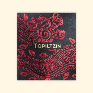 Red Foil Embossed Black Paper Mezcal Label