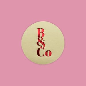 Red Foil Monogram Paper Label for Gifting