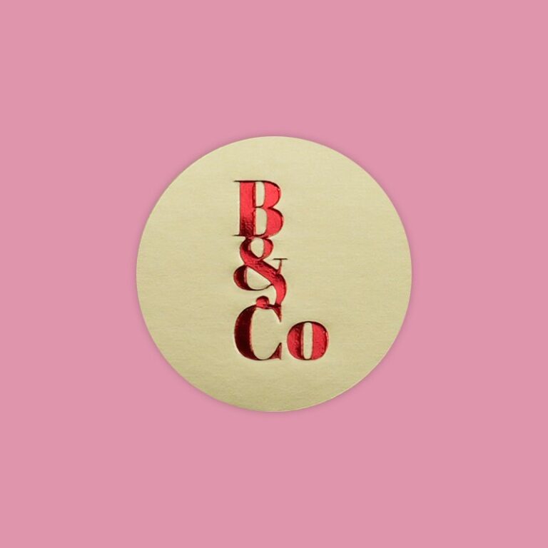Red Foil Monogram Paper Label for Gifting