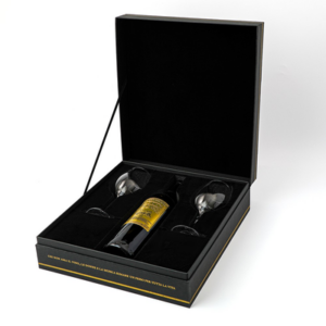 Gold Foil Black Rigid Magnetic Box for Wine Sets