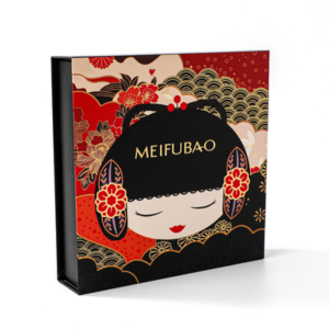 Gold Foil Red Black Rigid Book Box for Cosmetics