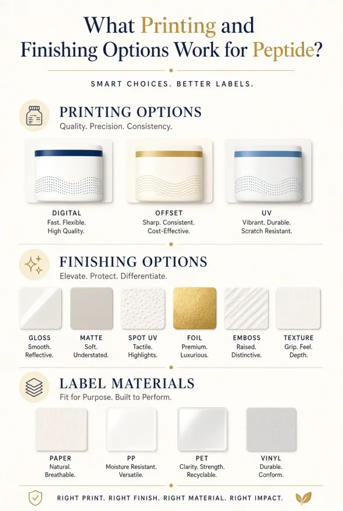 Peptide label printing options